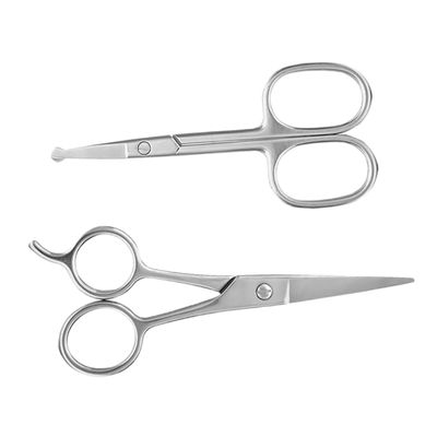 Ipetboom 2pcs Mini Stainless Steel Rounded Tip Scissors Precision Facial Hair Trimming Tool for Eyebrows and Beard Grooming Scissors for Grooming