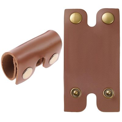CALFOVERA 2PCS 3.431.77 Inch PU Leather Razor Head Protecting Cover Double Edge Razor Protective Sheath Shaving Travel Blade Guard Case with Snap Closure for Men Travel Butterfly Shaver (Brown)
