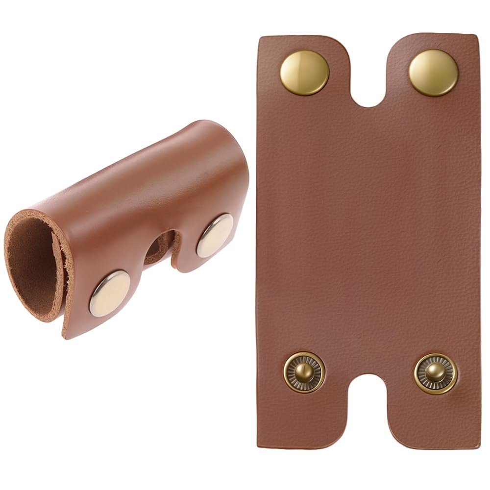 CALFOVERA 2PCS 3.431.77 Inch PU Leather Razor Head Protecting Cover Double Edge Razor Protective Sheath Shaving Travel Blade Guard Case with Snap Closure for Men Travel Butterfly Shaver (Brown)