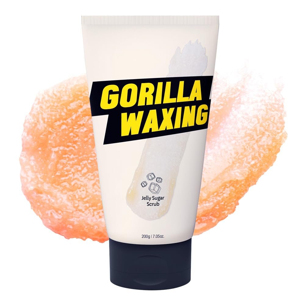 Gorilla Waxing Jelly Sugar Scrub Exfoliating & Moisturizing Body Polish with Natural Ingredients, Dual Sugar Crystals for Smooth Skin, Prevents Ingrown Hair & Razor Bumps, Korean Skin Care - 7.05 oz