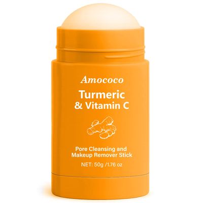 Amococo Pore Cleansing Makeup Remover Stick, Turmeric & Vitamin C Formula for Sensitive Skin, Gentle Make Up Melting Cleanser & Waterproof Mascara Remover, Travel-Friendly, 1.41 Oz (1 Pack, Turmeric)