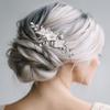 Xerling Bride Wedding Silver Rhinestone Hair Comb Flower Hair Piece Bridal Floral Hair Jewelry Accessories for Women (Silver) view 1