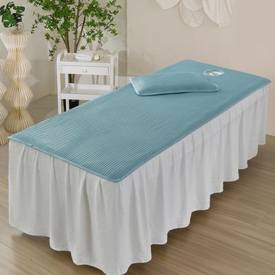 Blue,70x190cm(S),LDLCYCN Cooling Massage Table Mattress Pad with Face Hole Thin Massage Table Mattress Topper with Elastic Band Lash Bed Cushion Spa Beauty Table Bed Pad for Summer Washable