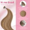 MioYio Nano Hair Extensions Human Hair 7/60#-Caramel Color Mixed With Brown 20inch 40G/40S/Pack Nano Bead Hair Extensions Human Hair Nano Ring Hair Long Straight For Women view 2