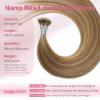 MioYio Nano Hair Extensions Human Hair 7/60#-Caramel Color Mixed With Brown 20inch 40G/40S/Pack Nano Bead Hair Extensions Human Hair Nano Ring Hair Long Straight For Women view 3