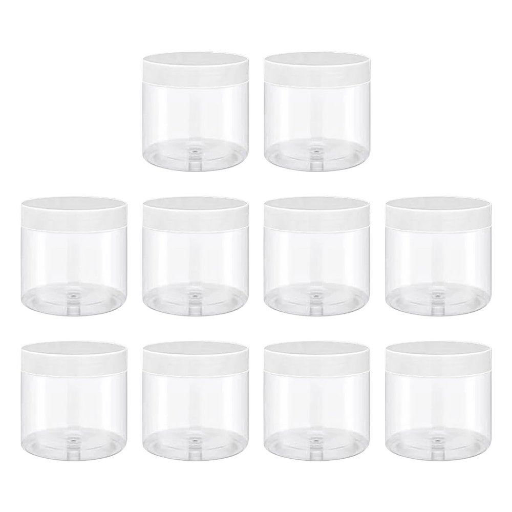 Gumney Empty Storage Container, 20PCS 50ml Refillable Plastic Cream Jar with Lids, Leak Proof Clear Cosmetic Sample Bottles for Lotion, Makeup, Beads, Candy, White Lid
