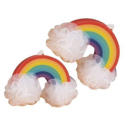 2pcs Rainbow Bath Sponge for Gentle Exfoliating Loofah Balls Soft Washcloths for Body Scrubbing Safe Bathing Experience for Childrens Bath