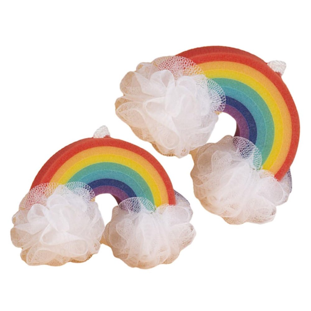 2pcs Rainbow Bath Sponge for Gentle Exfoliating Loofah Balls Soft Washcloths for Body Scrubbing Safe Bathing Experience for Childrens Bath