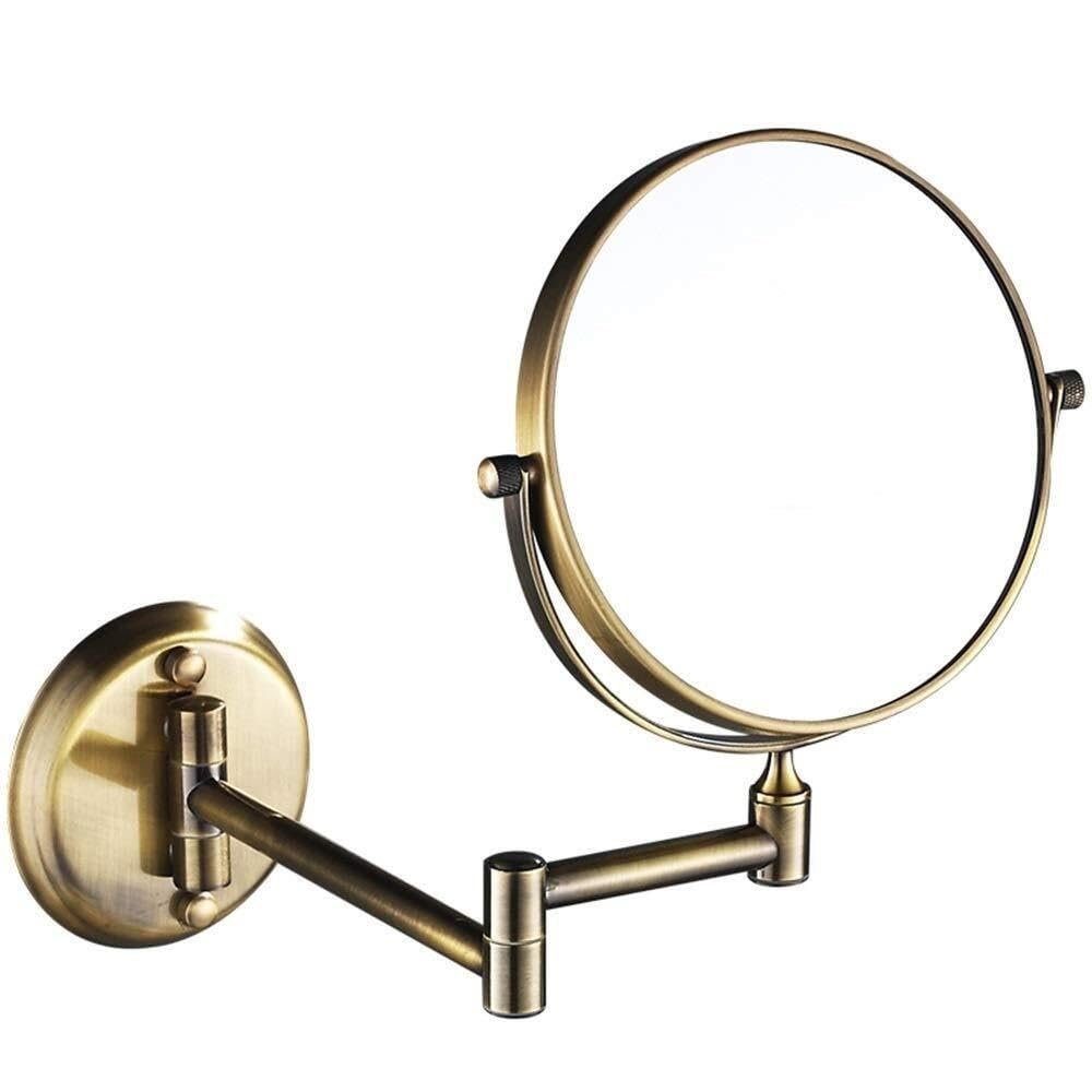 8" Wall-Mounted Brass Makeup Mirror, Extendable 360 Adjustable Shaving Mirror(7X)