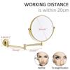 8" Wall-Mounted Brass Makeup Mirror, Extendable 360 Rotatable Bathroom Mirror(3X) view 2