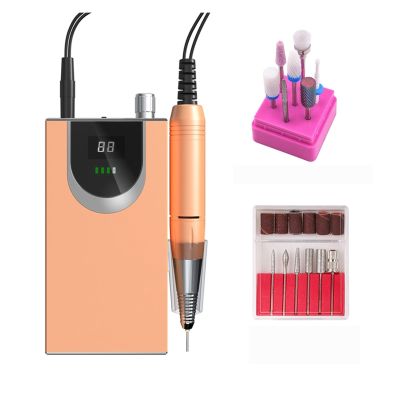 SDVantage Nail Drill, Portable Cordless Nail Drill Machine, 30000Rpm Rechargeable Manicure Electric Nail File Drill Machine Professional Nail Tools,Champagne Seta