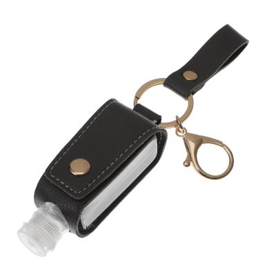 Happyyami Travel Bottle Keychain Holder Leather Key Ring Case for Cosmetics Perfume Hand Lightweight Portable Storage for Outdoor Indoor Use