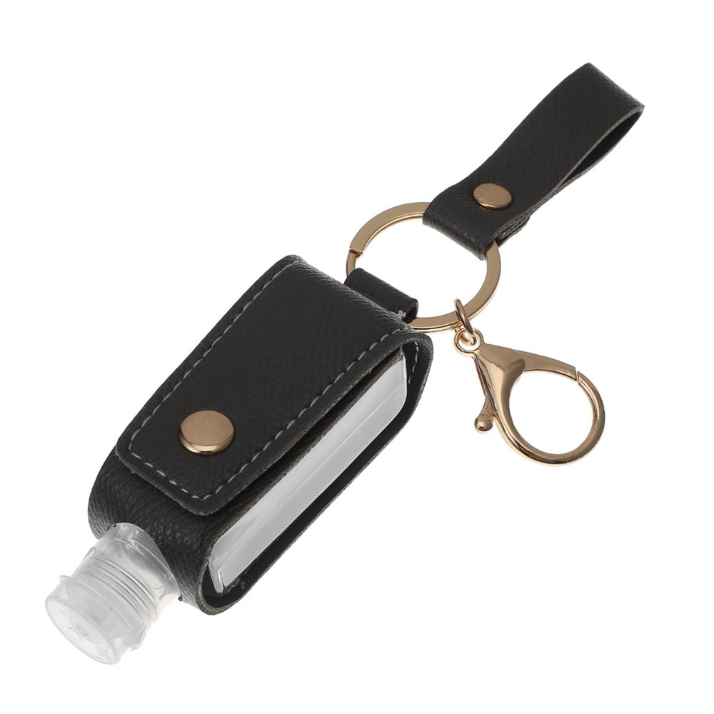 Happyyami Travel Bottle Keychain Holder Leather Key Ring Case for Cosmetics Perfume Hand Lightweight Portable Storage for Outdoor Indoor Use