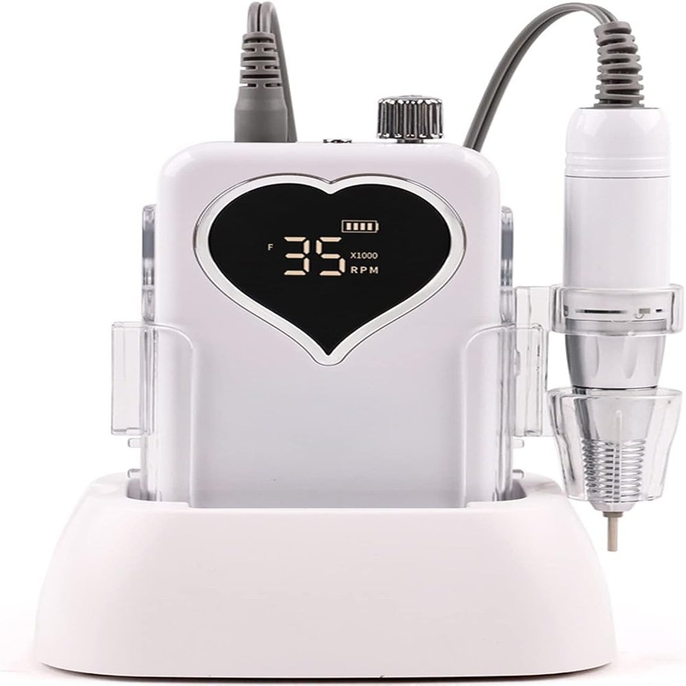SDVantage Portable Electric Nail Drill Machine, 35000 RPM Nail File Brushless Motor, with 6 Nail Drill Bits and Protective Case, for Acrylic Nails Pedicure,White