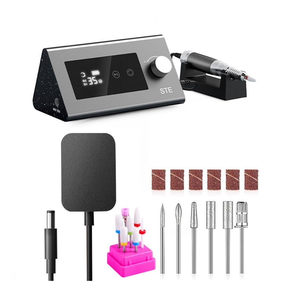SDVantage Nail Drill, 35000Rpm Electric Nail Drill Machine, Sander Nail Electric Manicure Drill for Nail Tools, Touchable Screen Manicure Machine Designed for Salons Families Professional Na,Greyseta