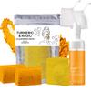 Baorder 4Pcs Turmeric Wash and Care Set,Tuemeric Facial Cleanser, Turmeric Cleansing Exfoliating Pads,Handmade Soap Bubble Mesh Bags,Turmeric Soap Combo,Skin Care Set for Face & Body,Deep Cleansing view 1