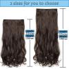 Clip In Hair Extensions For Women 5 Clips Long Wavy Hairpiece Synthetic One Piece False Wig view 3