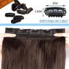 Clip In Hair Extensions For Women 5 Clips Long Wavy Hairpiece Synthetic One Piece False Wig view 4