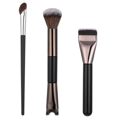 3 Pcs Nose Contour Brush Set, 2-in-1 U-Shaped Nose Contour Brushes Fluffy & Angled Tilt Brush Sculpting Noses Brushes for Makeup Precise Noses Sculpting Highlighting Defining Seamless Contouring