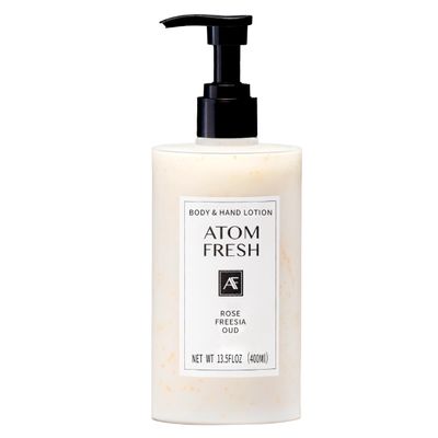 Atom Fresh Body Lotion for Women, Hydrating & Firming Body Moisturizer for Dry Skin, Ceramide & Niacinamide Skin Barrier, Non-Greasy Vitamin E Lotion, Rose Fressia Oud Scent, 13.5 fl oz