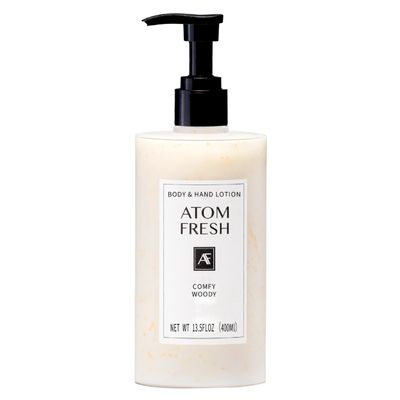 Atom Fresh Body Lotion for Women, Hydrating & Firming Body Moisturizer for Dry Skin, Ceramide & Niacinamide Skin Barrier, Non-Greasy Vitamin E Lotion, Comfy Woody Scent, 13.5 fl oz