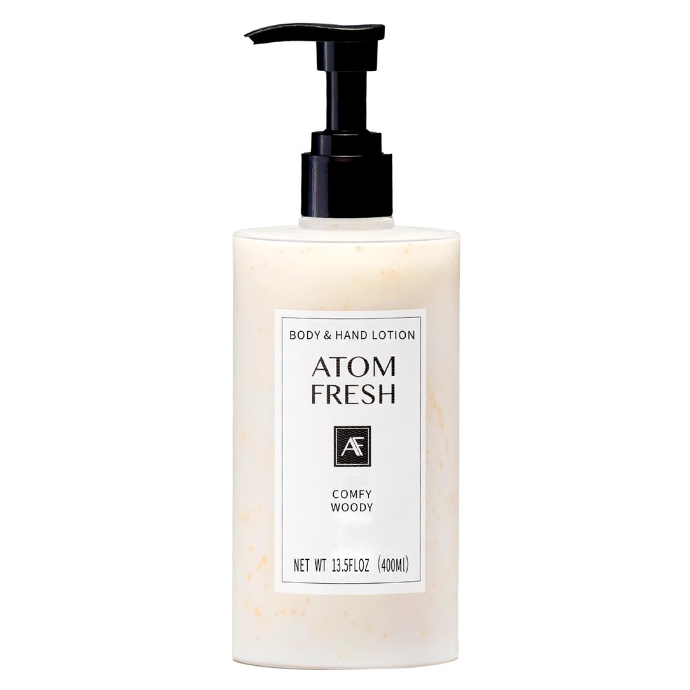 Atom Fresh Body Lotion for Women, Hydrating & Firming Body Moisturizer for Dry Skin, Ceramide & Niacinamide Skin Barrier, Non-Greasy Vitamin E Lotion, Comfy Woody Scent, 13.5 fl oz