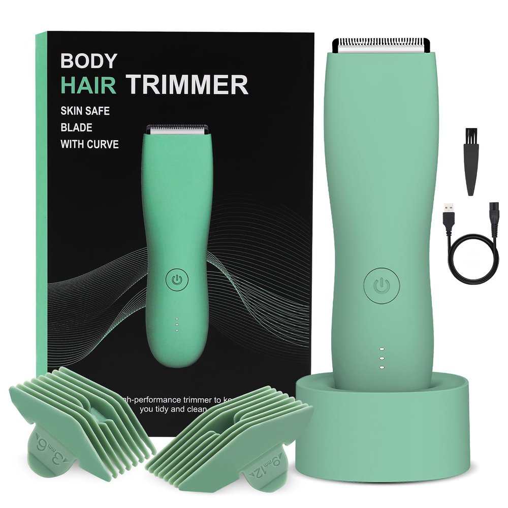 Pubic Hair Trimmer for Women,Electric Shaver for Face,Chin,Arm,Leg,Armpit,Bikini,Rechargeable & Cordless Electric Razor,Waterproof Wet/Dry,Ideal Razor Gift for Boy/Girl Friend (Green)