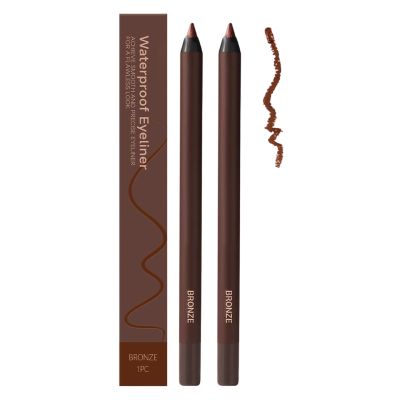 Coloday 24 HR Waterproof Eyeliner Duo Sharpenable Eye Pencil, 2025 New 2 in 1 Eye Liner and Eyebrow Pencils No Smudging, Upgrade Long Lasting Smudge Resistant Eyeliner Pencil (Bronze X2)