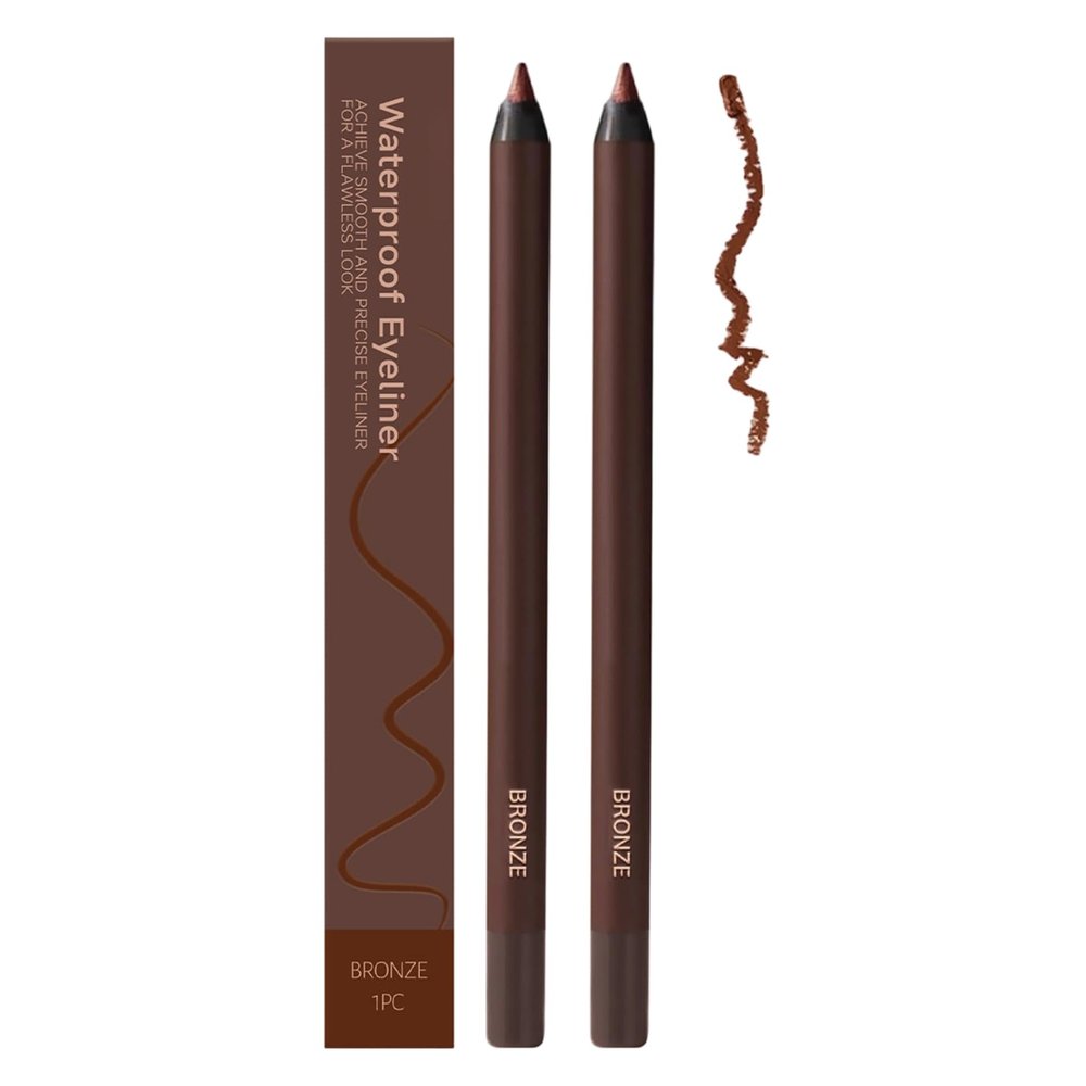 Coloday 24 HR Waterproof Eyeliner Duo Sharpenable Eye Pencil, 2025 New 2 in 1 Eye Liner and Eyebrow Pencils No Smudging, Upgrade Long Lasting Smudge Resistant Eyeliner Pencil (Bronze X2)