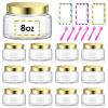 12 Pack 8 oz Plastic Cosmetic Containers With Lids Refillable Clear Empty Travle Jars Containers for Body Butter,Sugar Scrubs,Cream,Lotions,Candy, Waterproof Label&Spatulas - (Gold) view 1
