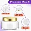 12 Pack 8 oz Plastic Cosmetic Containers With Lids Refillable Clear Empty Travle Jars Containers for Body Butter,Sugar Scrubs,Cream,Lotions,Candy, Waterproof Label&Spatulas - (Gold) view 3