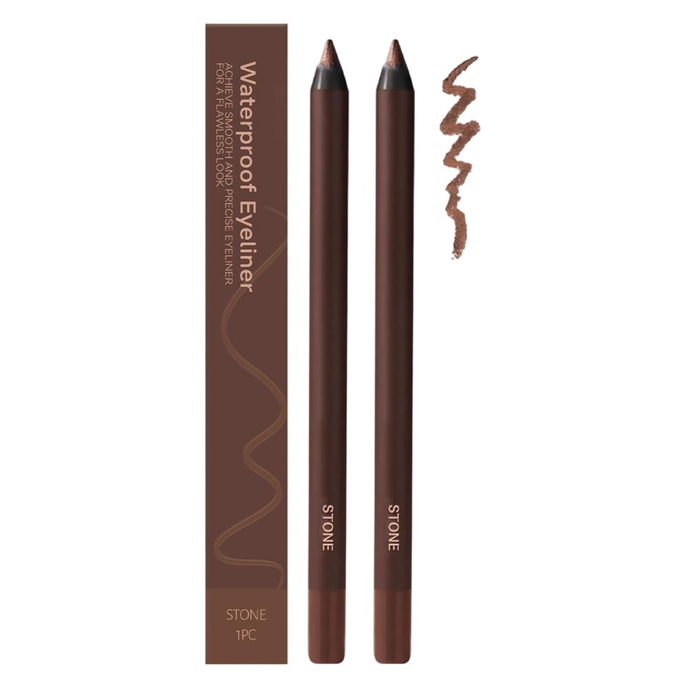 Coloday 24 HR Waterproof Eyeliner Duo Sharpenable Eye Pencil, 2025 New 2 in 1 Eye Liner and Eyebrow Pencils No Smudging, Upgrade Long Lasting Smudge Resistant Eyeliner Pencil (Stone X2)