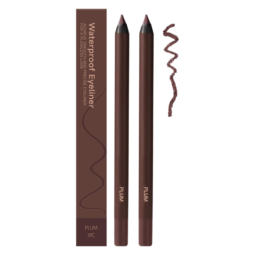 Coloday 24 HR Waterproof Eyeliner Duo Sharpenable Eye Pencil, 2025 New 2 in 1 Eye Liner and Eyebrow Pencils No Smudging, Upgrade Long Lasting Smudge Resistant Eyeliner Pencil (Plum X2)
