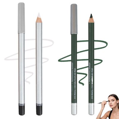 2pcs Waterproof Eyeliner Pencil, 2025 New Long Lasting Eyeliner, Multi-color Eye Pencil for Makeup, Soft Colored Eyeliners for Party, Easy to Apply Eyeliners for Women (White+Green)