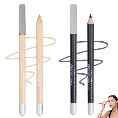 2pcs Waterproof Eyeliner Pencil, 2025 New Long Lasting Eyeliner, Multi-color Eye Pencil for Makeup, Soft Colored Eyeliners for Party, Easy to Apply Eyeliners for Women (Flesh Color+Blue)