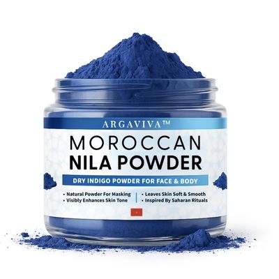 Argaviva Moroccan Nila Powder  Natural Blue Clay Mask for Face, Body & Hair  Exfoliates for Glowing, Even-Toned Skin  Plant-Based & Traditional Hammam Skincare for All Skin Types