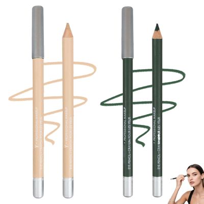 2pcs Waterproof Eyeliner Pencil, 2025 New Long Lasting Eyeliner, Multi-color Eye Pencil for Makeup, Soft Colored Eyeliners for Party, Easy to Apply Eyeliners for Women (Flesh Color+Green)