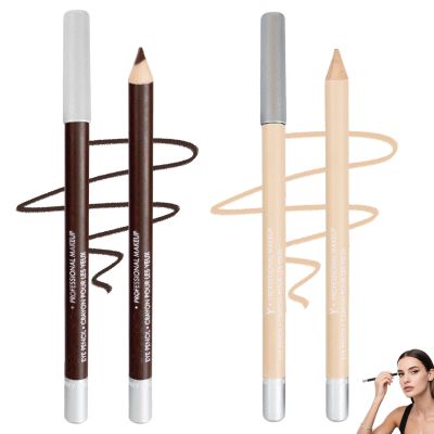 2pcs Waterproof Eyeliner Pencil, 2025 New Long Lasting Eyeliner, Multi-color Eye Pencil for Makeup, Soft Colored Eyeliners for Party, Easy to Apply Eyeliners for Women (Flesh Color+Brown)