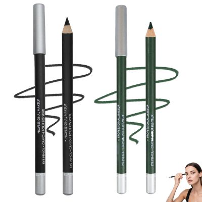 2pcs Waterproof Eyeliner Pencil, 2025 New Long Lasting Eyeliner, Multi-color Eye Pencil for Makeup, Soft Colored Eyeliners for Party, Easy to Apply Eyeliners for Women (Green+Black)
