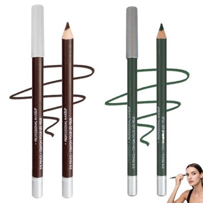 2pcs Waterproof Eyeliner Pencil, 2025 New Long Lasting Eyeliner, Multi-color Eye Pencil for Makeup, Soft Colored Eyeliners for Party, Easy to Apply Eyeliners for Women (Brown+Green)