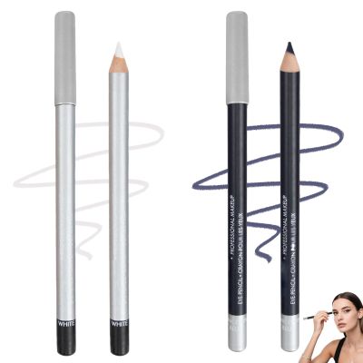 2pcs Waterproof Eyeliner Pencil, 2025 New Long Lasting Eyeliner, Multi-color Eye Pencil for Makeup, Soft Colored Eyeliners for Party, Easy to Apply Eyeliners for Women (White+Blue)