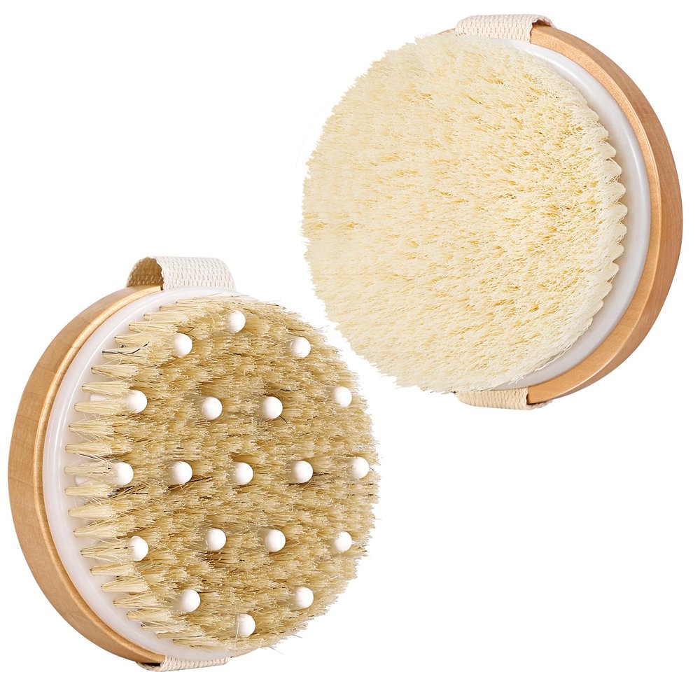 2 Pack Exfoliating Body Brushes - Wet & Dry Brush - Shower Scrubber for Body, Dry Brushing Body Brush for Lymphatic Drainage, Body Exfoliating Brush with Massage Nodes