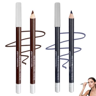 2pcs Waterproof Eyeliner Pencil, 2025 New Long Lasting Eyeliner, Multi-color Eye Pencil for Makeup, Soft Colored Eyeliners for Party, Easy to Apply Eyeliners for Women (Brown+Blue)