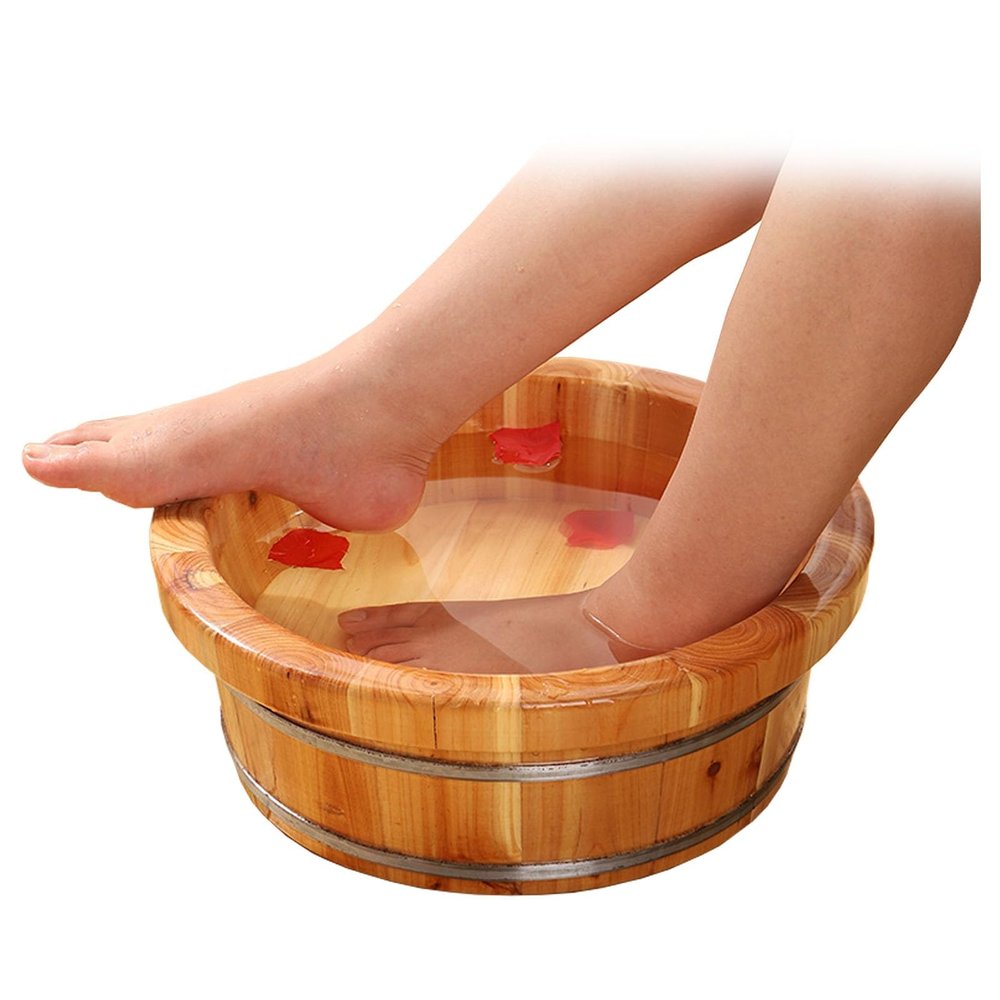 Failjierue 16" Wooden Foot Soaking Tub - Single Basin for Home/Office Spa, Ergonomic Footbath for Soaking, Massage and Relaxation(16x43cm)