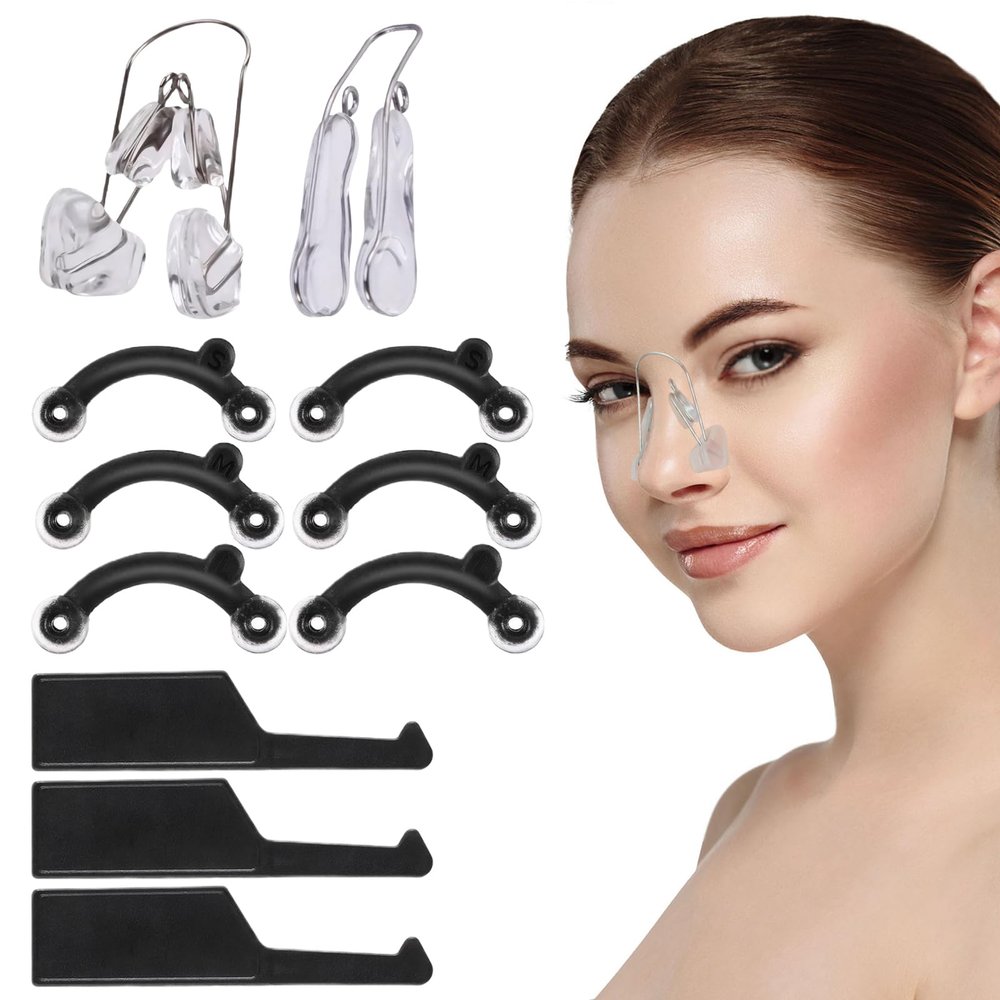 5 Pcs Nose Lifter - Nose Shaper Clip  Instant Nose Lift Kit, Painless Straightening Beauty Tool Kit for Women/Men (Black, Clear)