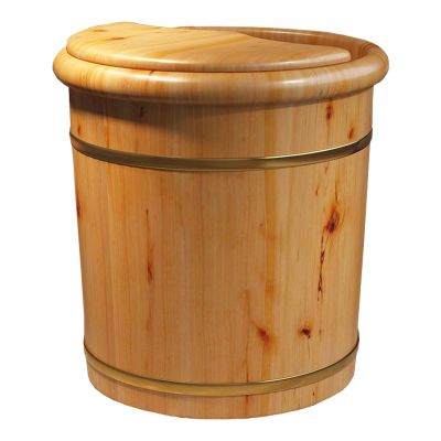 Failjierue Wooden Foot Soaking Tub w/Cover Solid Wood Footbath Bucket with Heat Retention, Spa Pedicure Basin for Relaxing Feet Soak & Massage Home, Bath Centers, DIY Spa