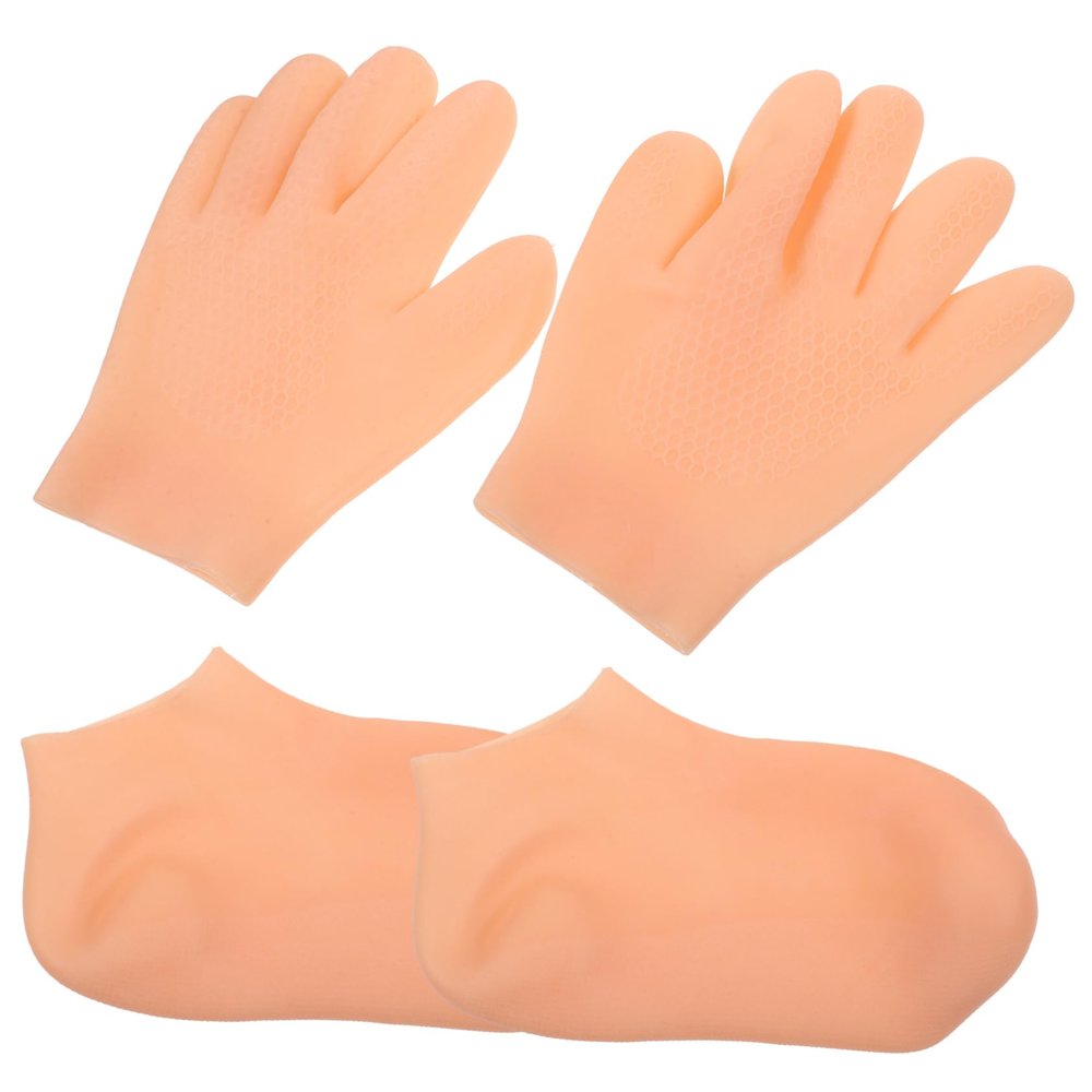 Ipetboom 1Set Moisturizing Gloves and Socks for Women Soft Lotion Gloves Socks for Night Skin Care Reusable Hand and Foot Moisturizer Comfortable
