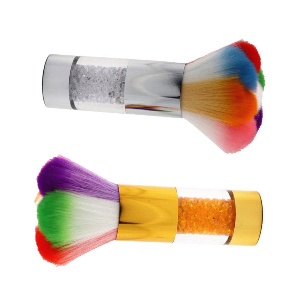 Healeved 2 Pcs Colorful Nail Dust Brushes Diamond Handle Soft Hair Nail Cleaner Brushes for Makeup and Loose Powder Application for Beauty Enthusiasts and