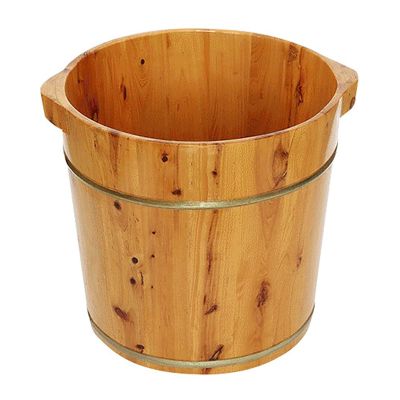 Failjierue Wooden Foot Bath Bucket with Lid - Spa Sauna Barrel for Deep Soak & Relaxation - Durable Solid Wood Foot Tub with Comfort Handle, 40x40cm