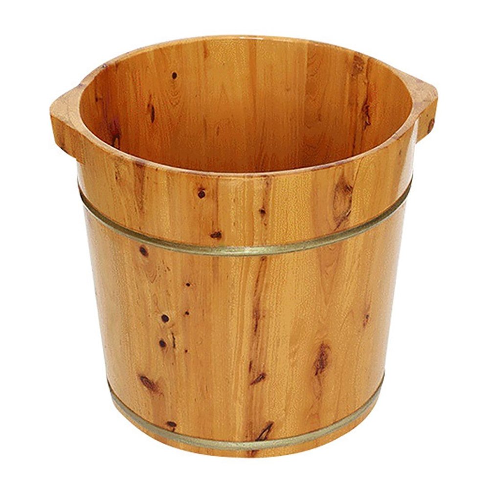 Failjierue Wooden Foot Bath Bucket with Lid - Spa Sauna Barrel for Deep Soak & Relaxation - Durable Solid Wood Foot Tub with Comfort Handle, 40x40cm